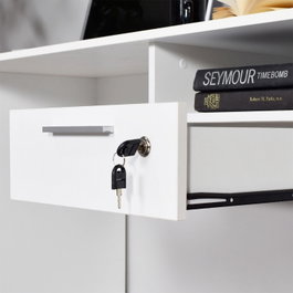 Hanah Home Mesa de Estudio CMS-510-DD-1 Blanca 120x75x60 cm con Cajón Taquilla para Estudiantes